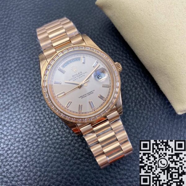 EW Factory Rolex Custom Day Date Rose Gold Diamond Watch