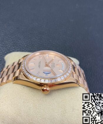 EW Factory Rolex Custom Day Date Rose Gold Diamond Watch