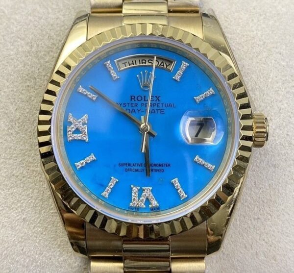 Rolex Day And Date M118238-0071 Turquoise Dial Gold 36mm