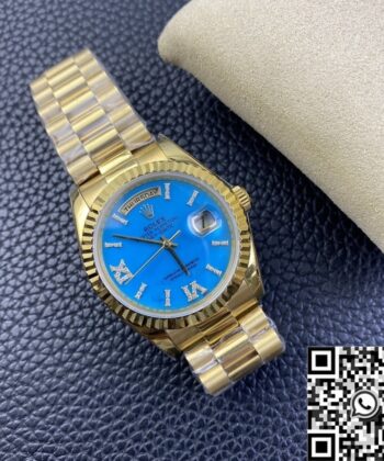Rolex Day And Date M118238-0071 Turquoise Dial Gold 36mm