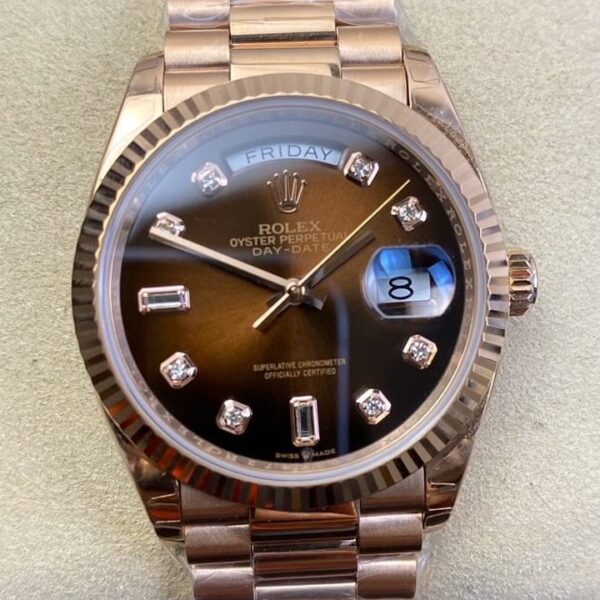 Newer Rolex Day-Date M128235-0037 Gradient Brown Rose Gold
