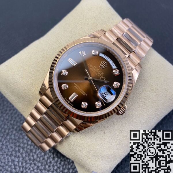 Newer Rolex Day-Date M128235-0037 Gradient Brown Rose Gold