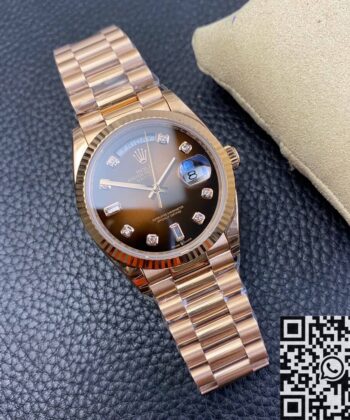 Newer Rolex Day-Date M128235-0037 Gradient Brown Rose Gold