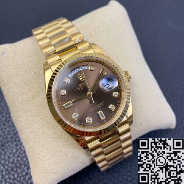 Vintage Rolex Day Date M128238-0022 Brown Dial Ladies Gold