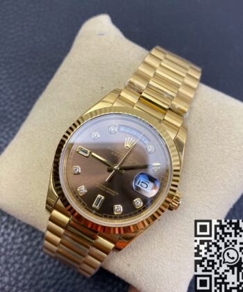 Vintage Rolex Day Date M128238-0022 Brown Dial Ladies Gold