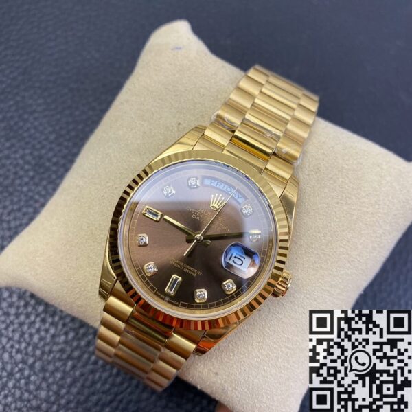 Vintage Rolex Day Date M128238-0022 Brown Dial Ladies Gold