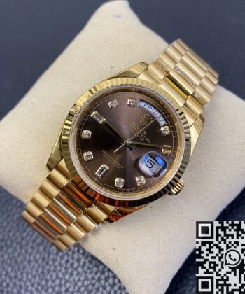 Vintage Rolex Day Date M128238-0022 Brown Dial Ladies Gold