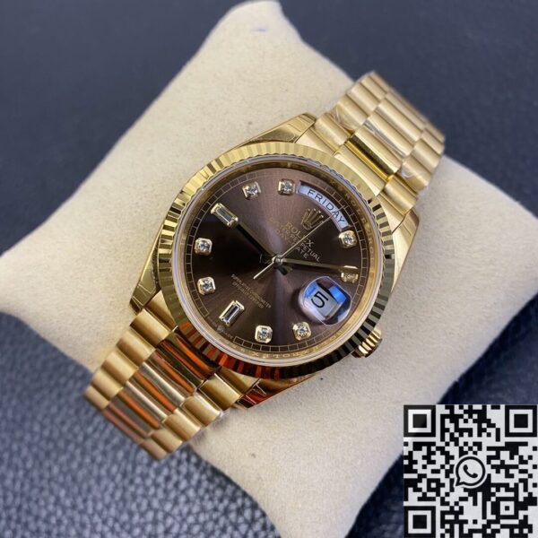 Vintage Rolex Day Date M128238-0022 Brown Dial Ladies Gold