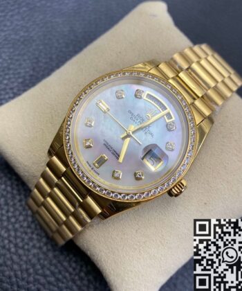 Rolex Day Date Diamond M128348RBR-0017 Ladies Gold Watch