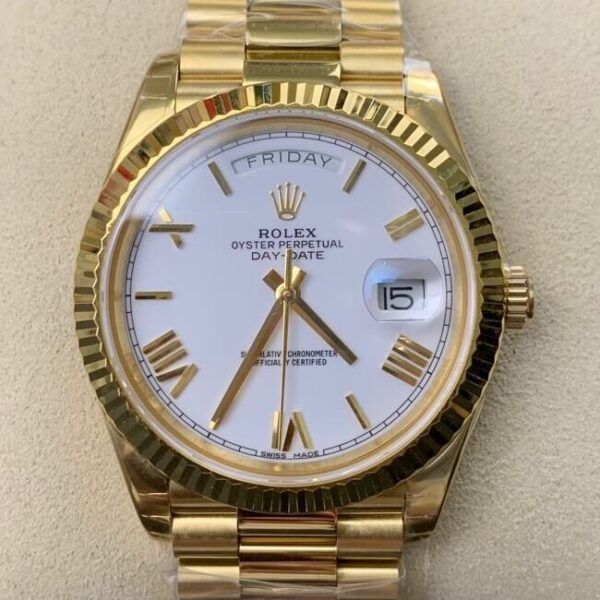 Rolex Day Date Just​ M228238-0042 White Dial Gold Watch 40mm