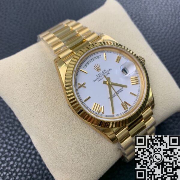 Rolex Day Date Just​ M228238-0042 White Dial Gold Watch 40mm