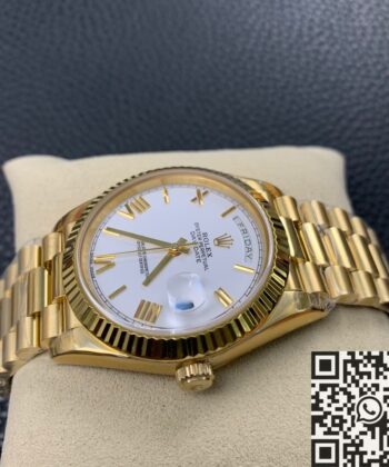 Rolex Day Date Just​ M228238-0042 White Dial Gold Watch 40mm