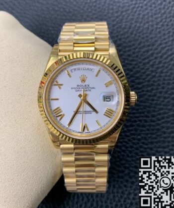 Rolex Day Date Just​ M228238-0042 White Dial Gold Watch 40mm