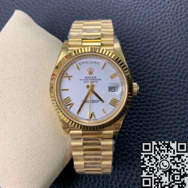 Rolex Day Date Just​ M228238-0042 White Dial Gold Watch 40mm