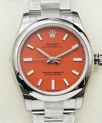 EW Replica Oyster Perpetual Rolex M126000-0007 Coral Red Dial