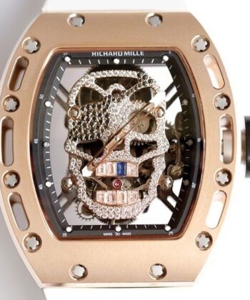 Richard Mille RM052 Watch Rose Gold Case White Rubber Strap