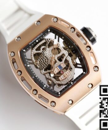 Richard Mille RM052 Watch Rose Gold Case White Rubber Strap