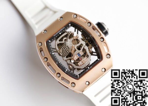 Richard Mille RM052 Watch Rose Gold Case White Rubber Strap