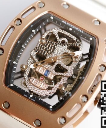 Richard Mille RM052 Watch Rose Gold Case White Rubber Strap