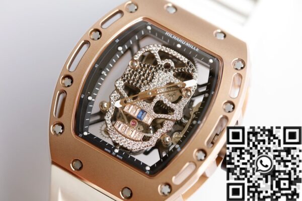 Richard Mille RM052 Watch Rose Gold Case White Rubber Strap