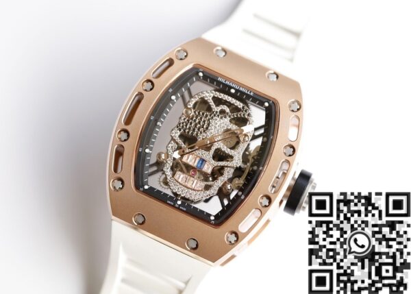 Richard Mille RM052 Watch Rose Gold Case White Rubber Strap