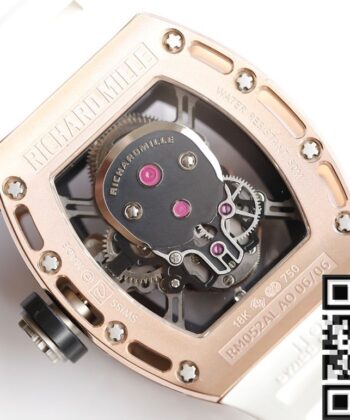 Richard Mille RM052 Watch Rose Gold Case White Rubber Strap