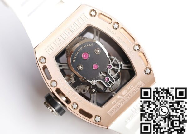 Richard Mille RM052 Watch Rose Gold Case White Rubber Strap
