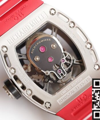 RM Richard Mille RM052 Diamond Skull Red Rubber Strap Watch