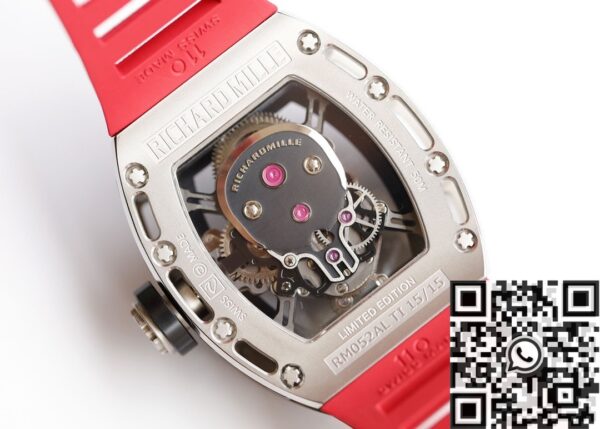 RM Richard Mille RM052 Diamond Skull Red Rubber Strap Watch