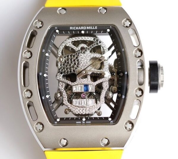 EUR Factory RM052 Watch Richard Mille Diamond Skull Yellow