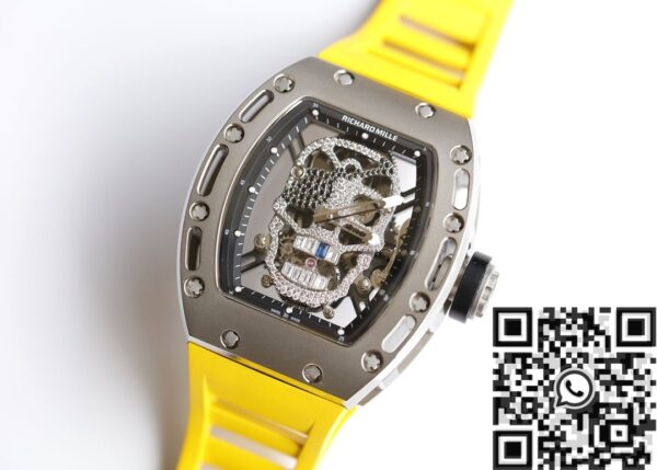 EUR Factory RM052 Watch Richard Mille Diamond Skull Yellow