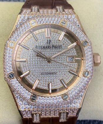 Diamond Audemars Piguet Royal Oak 15402OR Rose Gold Watch
