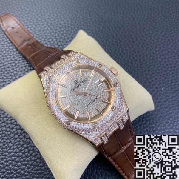 Diamond Audemars Piguet Royal Oak 15402OR Rose Gold Watch