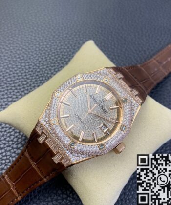 Diamond Audemars Piguet Royal Oak 15402OR Rose Gold Watch