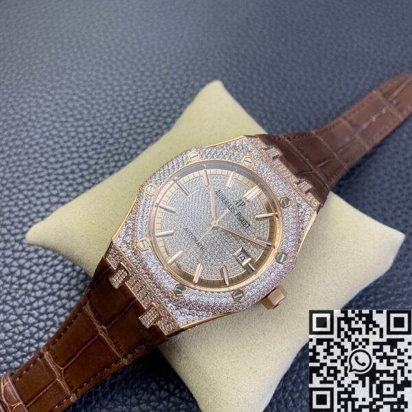 Diamond Audemars Piguet Royal Oak 15402OR Rose Gold Watch