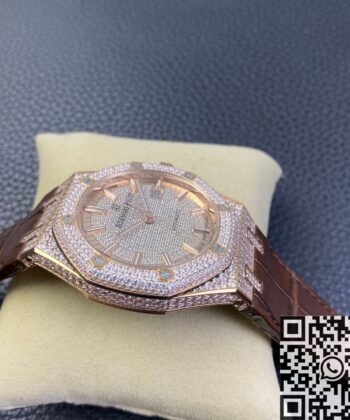 Diamond Audemars Piguet Royal Oak 15402OR Rose Gold Watch