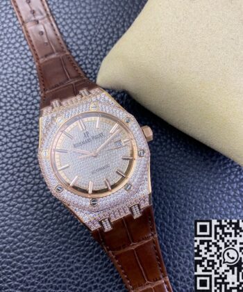 Diamond Audemars Piguet Royal Oak 15402OR Rose Gold Watch