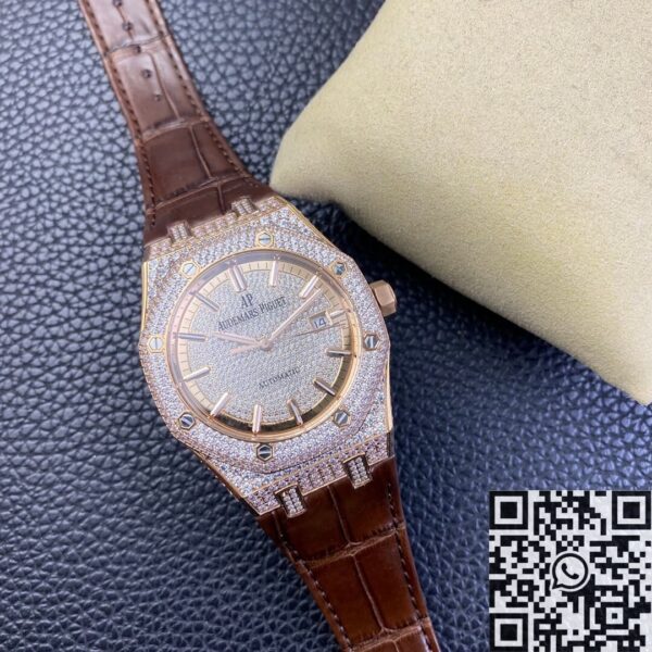 Diamond Audemars Piguet Royal Oak 15402OR Rose Gold Watch