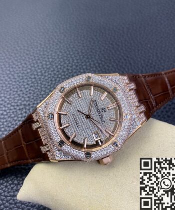 Diamond Audemars Piguet Royal Oak 15402OR Rose Gold Watch