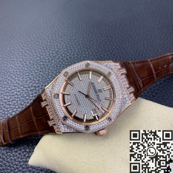 Diamond Audemars Piguet Royal Oak 15402OR Rose Gold Watch