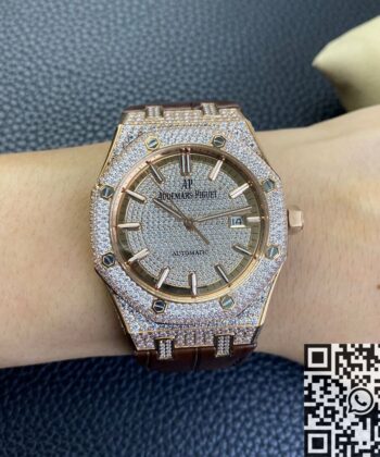 Diamond Audemars Piguet Royal Oak 15402OR Rose Gold Watch