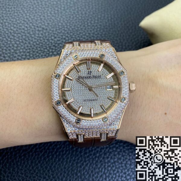 Diamond Audemars Piguet Royal Oak 15402OR Rose Gold Watch