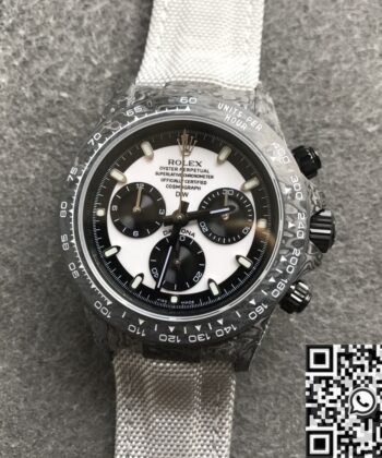 JH Custom Daytona Rolex Carbon Fiber Case White Dial Watch