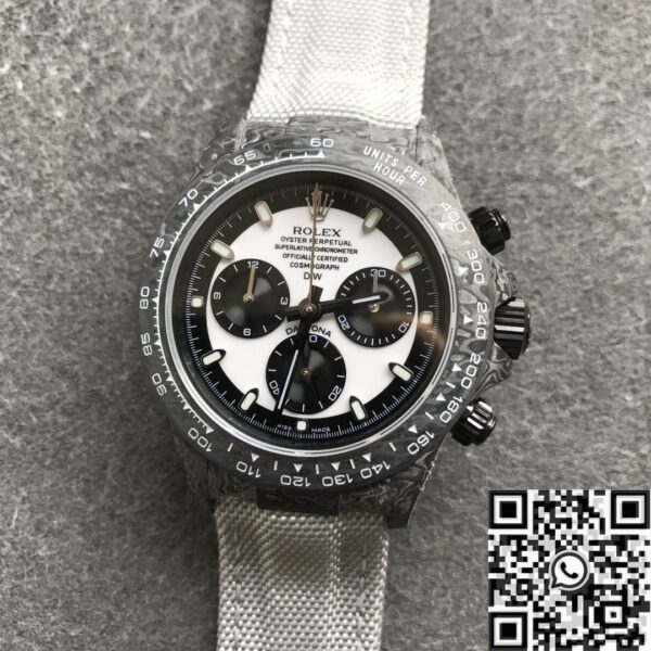 JH Custom Daytona Rolex Carbon Fiber Case White Dial Watch