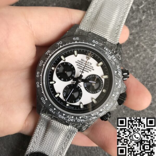 JH Custom Daytona Rolex Carbon Fiber Case White Dial Watch