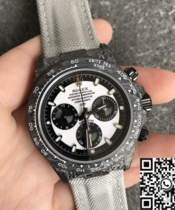 JH Custom Daytona Rolex Carbon Fiber Case White Dial Watch