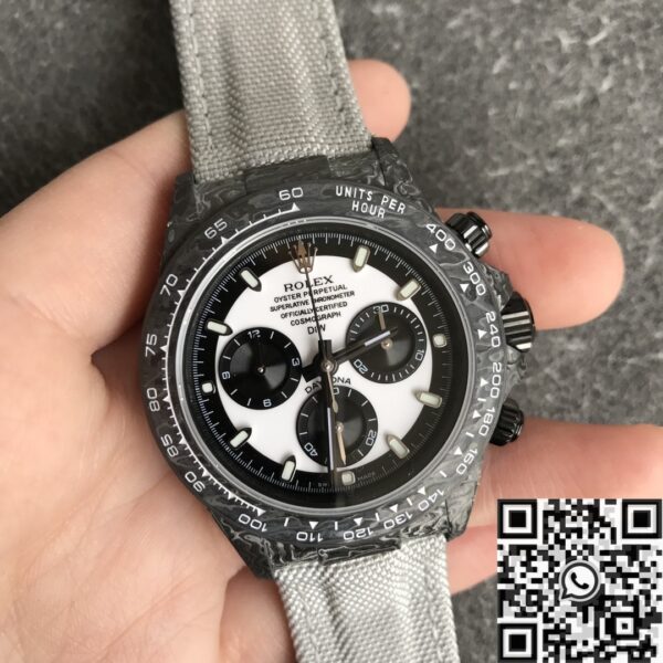 JH Custom Daytona Rolex Carbon Fiber Case White Dial Watch