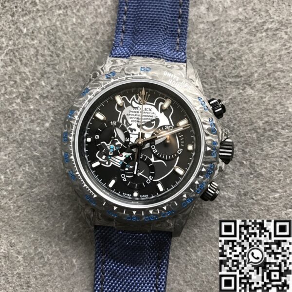 JH Custom Rolex Daytona Carbon Fiber Case Panda Dial Watch