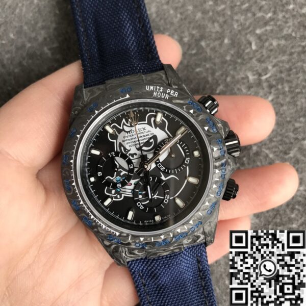 JH Custom Rolex Daytona Carbon Fiber Case Panda Dial Watch