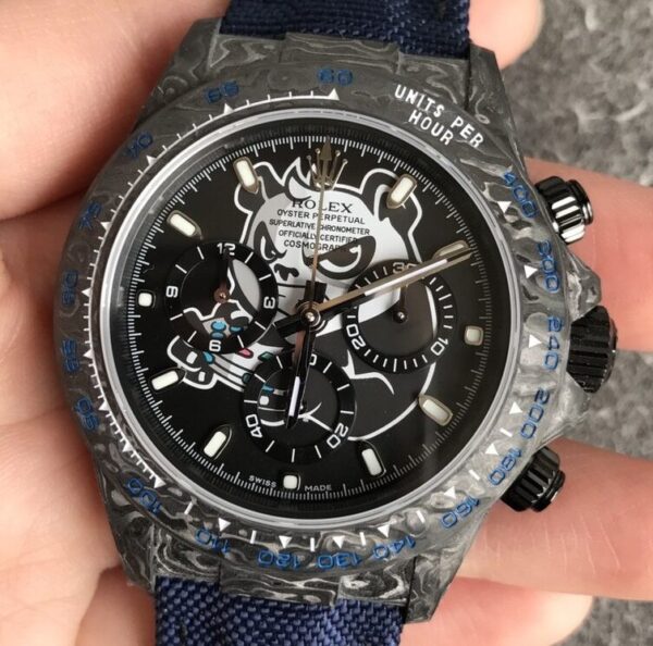 JH Custom Rolex Daytona Carbon Fiber Case Panda Dial Watch